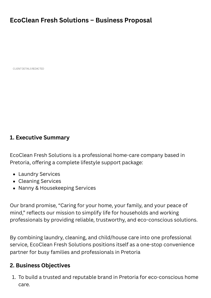 Anonymised Business Proposal sample